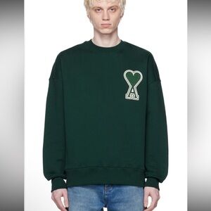 AMI Alexandre Mattiussi SSENSE Exclusive Green Ami de Cœur Sweatshirt